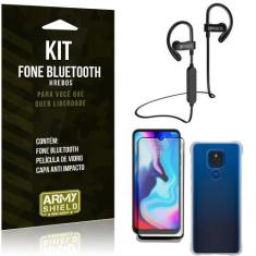 Imagem de Kit Moto E7 Plus Fone Bluetooth Hs188 + Película 3D + Capa Anti Impact