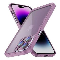 Imagem de Capa para iPhone 14 13 Pro Max 12 11 à prova de choque transparente Matel híbrido TPU acrílico capa de telefone para iPhone 13 14 12 Pro Bumper Shell, roxo claro, para iPhone 12 ProMax