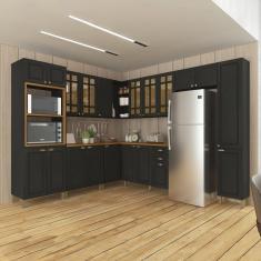 Imagem de Cozinha Modulada Completa 9 Peças 20 Portas 2 Gavetas Paris Cinza