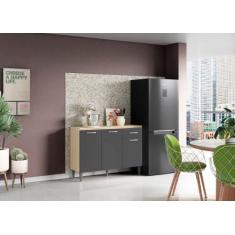 Imagem de Balcão De Cozinha Atenas Com Tampo 3 Portas 1 Gaveta Avena / Grafito -