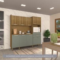 Imagem de Cozinha Compacta 10 Portas E 2 Gavetas Com Tampo Luciane Móveis Carvalho Avelã Cinza Supremo