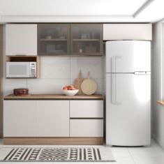 Imagem de Cozinha Modulada Completa 6 Peças 6 Portas 3 Gavetas Com Portas Vidro