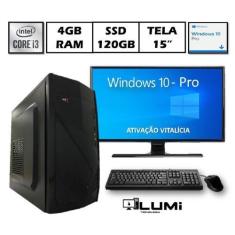 Imagem de Computador PC Completo + Monitor 18.5" Intel Core i3 4GB SSD 120GB Win