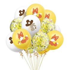 Imagem de NUOBESTY Conjunto de 20 balões de látex de animais para decoração de balões de bolinhas de confete para aniversários, festivais, chá de bebê, festa de casamento