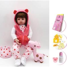 Imagem de Boneca Bebê Reborn Menina Vinil Corpo Tecido Com Acessórios