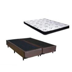 Imagem de Cama Box Queen Colchão Mola Ensacada Belos Sonhos + Box Sintético 67x158x198 Marrom