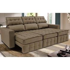 Imagem de Sofá Retrátil e Reclinável 2,50m Molas Ensacadas e Costura Tripla Cama Inbox Nobre Suede Castor
