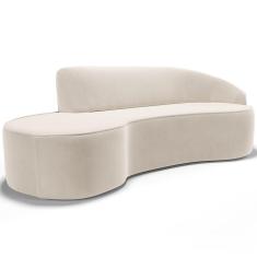 Imagem de Sofá 3 Lugares Curvo Sala de Estar Living Firenze Direito D02 Veludo Bege 210 cm C-309 - Lyam