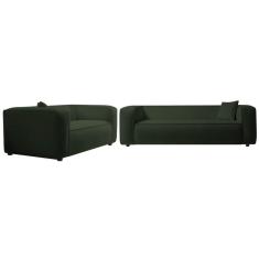 Imagem de Kit Sofá 3 Lugares 200cm E Poltrona Cecília Linho - Amarena Móveis Cor Verde