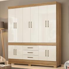 Imagem de Guarda Roupa Casal 10 Portas E 3 Gavetas New Murano Amêndola Touch-off White