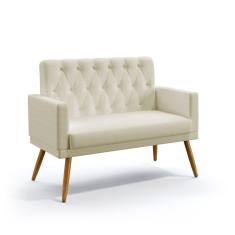 Imagem de Poltrona Namoradeira Decorativa Estofada Vega Com Rodapé E Botões Capitonê Sued Bege Aradecor