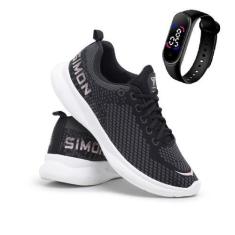 Imagem de Tênis Casual Feminino De Caminhada Confortável Light + Relógio - Simon