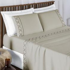 Imagem de Jogo Lençol Casal  4 Peças Bordado Micropercal 400 Fios Infinity - Bia