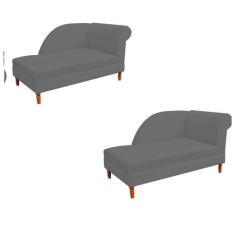 Imagem de Kit 02 Recamier  Decorativa  Judi Pé Em Madeira  2 Lugares Sala De Est