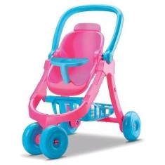 Imagem de Carrinho De Boneca Rosa 3 Em 1 Vira Bebê Conforto Cadeirinha - Diver T
