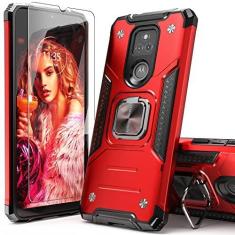 Imagem de IDYStar Capa para Moto G Play 2021 com protetor de tela, absorção de choque, resistente, durável, teste de queda, capa fina com suporte para carro, capa protetora leve para celular para Moto G Play
