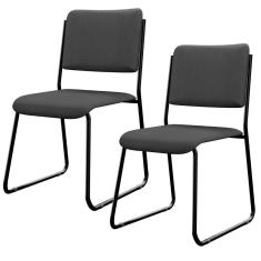 Imagem de Kit 02 Cadeiras Hoteleira Auditório Empilhável Inter L02 Crepe Cinza