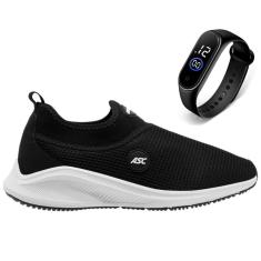 Imagem de Tenis Masculino Calce Fácil Academia Leve Caminhada Conforto + Relógio-Masculino