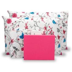 Imagem de Roupa De Cama Jogo De Lençol Kit 04 Peças Casal Estampado Percal 180 F