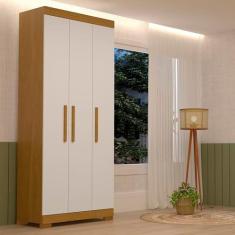Imagem de Guarda-roupa Solteiro 82,60cm 3 Portas 100% Mdf Papoulas Espresso Móveis Cinamomo/Off White