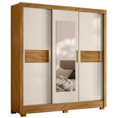 Imagem de Guarda Roupa Casal Bahamas Espelho 3 Portas De Correr Freijó Off White Moval