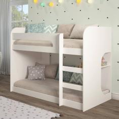 Imagem de Beliche Infantil Montessoriano Fantasia com 1 Prateleira MDF Cimol Branco