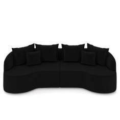 Imagem de Sofá 3 Lugares 210cm Orgânico Quito K04 Veludo Preto - Mpozenato