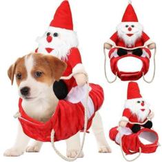 Imagem de Fantasia de Papai Noel, fantasia de Papai Noel, fantasia de cosplay divertida de Papai Noel, roupas para cães pequenos, médios e grandes