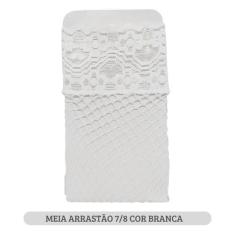 Imagem de Meia Arrastão 7/8 Branca com Renda Colorida Adulto Fantasia - 7lobos