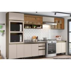 Imagem de Kit De Cozinha Modulada 8pçs 3 Armários 2 Balcões 1 Paneleiro 2 Complementos C8P13 Duna/Cristal Henn