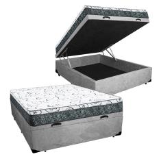 Imagem de Cama Box Baú Casal Colchão Mola Bonnel Prime Coil Detroit + Box Suede 71x138x188