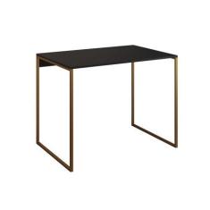 Imagem de Mesa Para Escritório Industrial Base Ferro Dourado Tampo Mdp Preto 90X