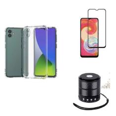 Imagem de Kit Mini Som Bluetooth Samsung A04e + Capa Anti Impacto + Película Vid