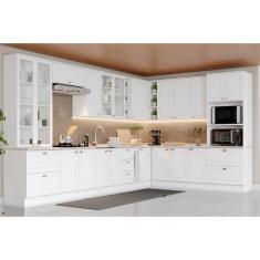 Imagem de Cozinha Modulada Henn Americana 19 Peças (6Aéreos+6Balcões+2Paneleiros+5Complementos) C5P56 Branco-Henn