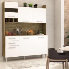 Imagem de Cozinha Compacta Pratice 6 Portas 2 Gavetas Carvalho/Branco - Panorama