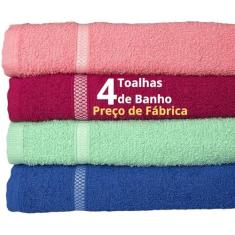 Imagem de Kit 4 Toalha De Banho Grande 100% Algodão Barata