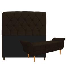 Imagem de Kit Cabeceira E Recamier 160 Cm Queen Size Corano Marrom