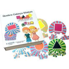 Imagem de 6 Kits Quebra Cabeça Educativo Silabas Formas Em Madeira - Mega Impres