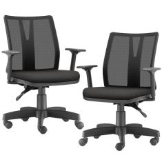 Imagem de Kit 02 Cadeiras Escritório Addit F02 Crepe Preto