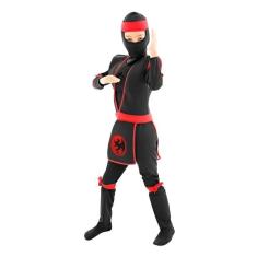 Imagem de Fantasia Ninja Preto e Vermelho - Luxo - Infantil