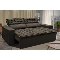 Imagem de Sofá Retrátil e Reclinável Cama Inbox Slim 1,50m Tecido Suede Velusoft Café
