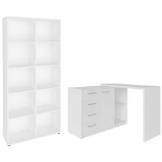 Imagem de Mesa Escrivaninha Lagan E Estante Livreiro 90X187cm Lean A06 Branco - Mpozenato