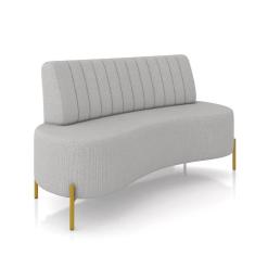 Imagem de Sofá 2 Lugares Living 160cm Pé Ferro Dourado Maraú Linho Cinza K01 - D\'rossi
