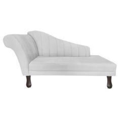 Imagem de Recamier Divã Para Sala Cecilia Pés Retro Tabaco 1.60cm Suede Branco -