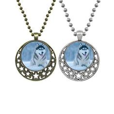 Imagem de Beauty Gift Colar com pingente retrô para amantes da imagem Husky Dog Animal Snow Stars Jewelry