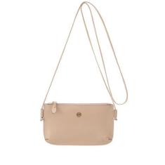 Imagem de Bolsa De Couro Legítimo Transversal Mariart - Bege - Tam M