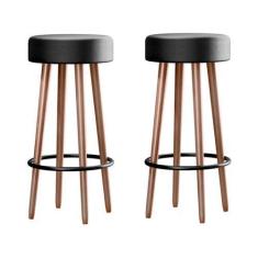 Imagem de Kit 2 Banquetas Berlin 70cm material sintético - Salaone, Preto