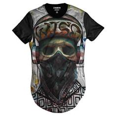 Imagem de Camiseta Longline Skull Rapper Caveira Monster HipHop
