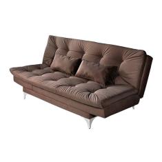 Imagem de Sofá Cama 3 Lugares Versátil Veludo Marrom