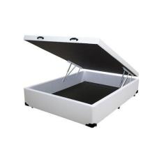 Imagem de Cama Box Baú Casal Branco Com Pistão A Gás - 138X188 - Rabi Colchões